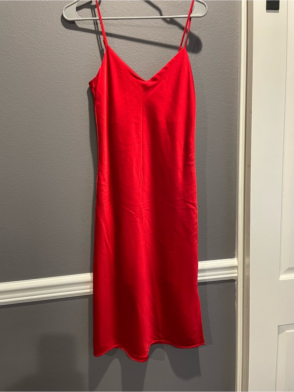 Gianni Bini Vibrant Red Satin Slip Midi Dress
